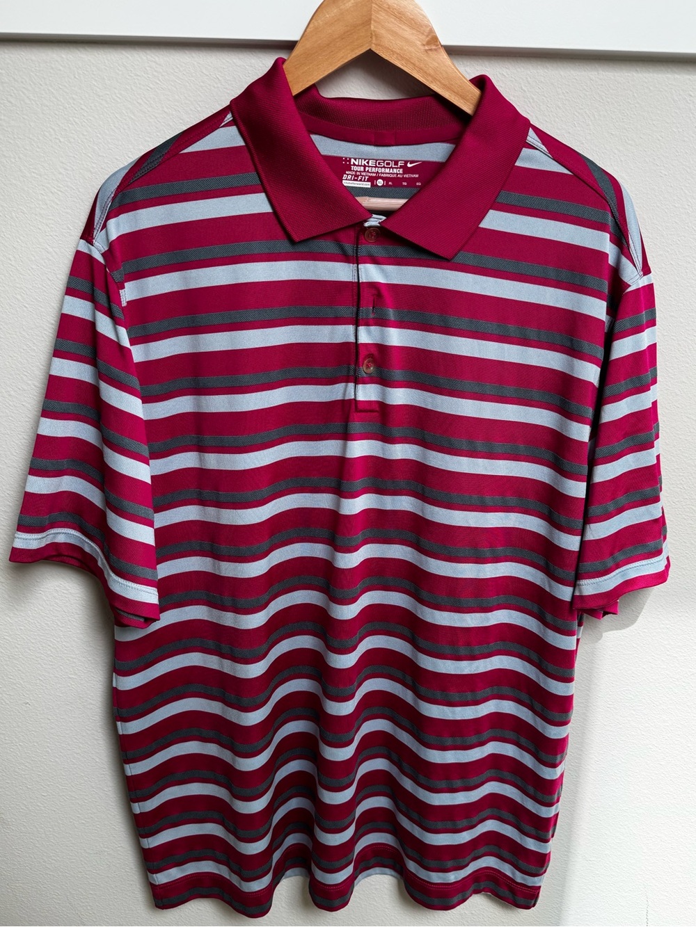 Nike Golf Men's Magenta/Gray Striped Polo